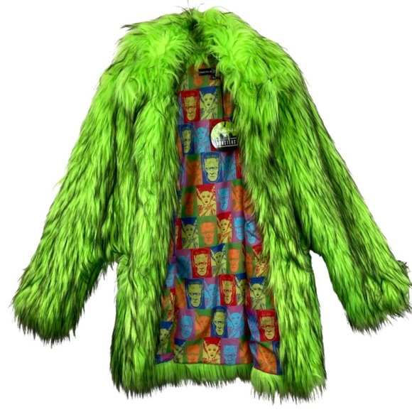 Dolls Kill Jackets & Blazers - Dolls Kill VTG universal monsters acid green fur coat